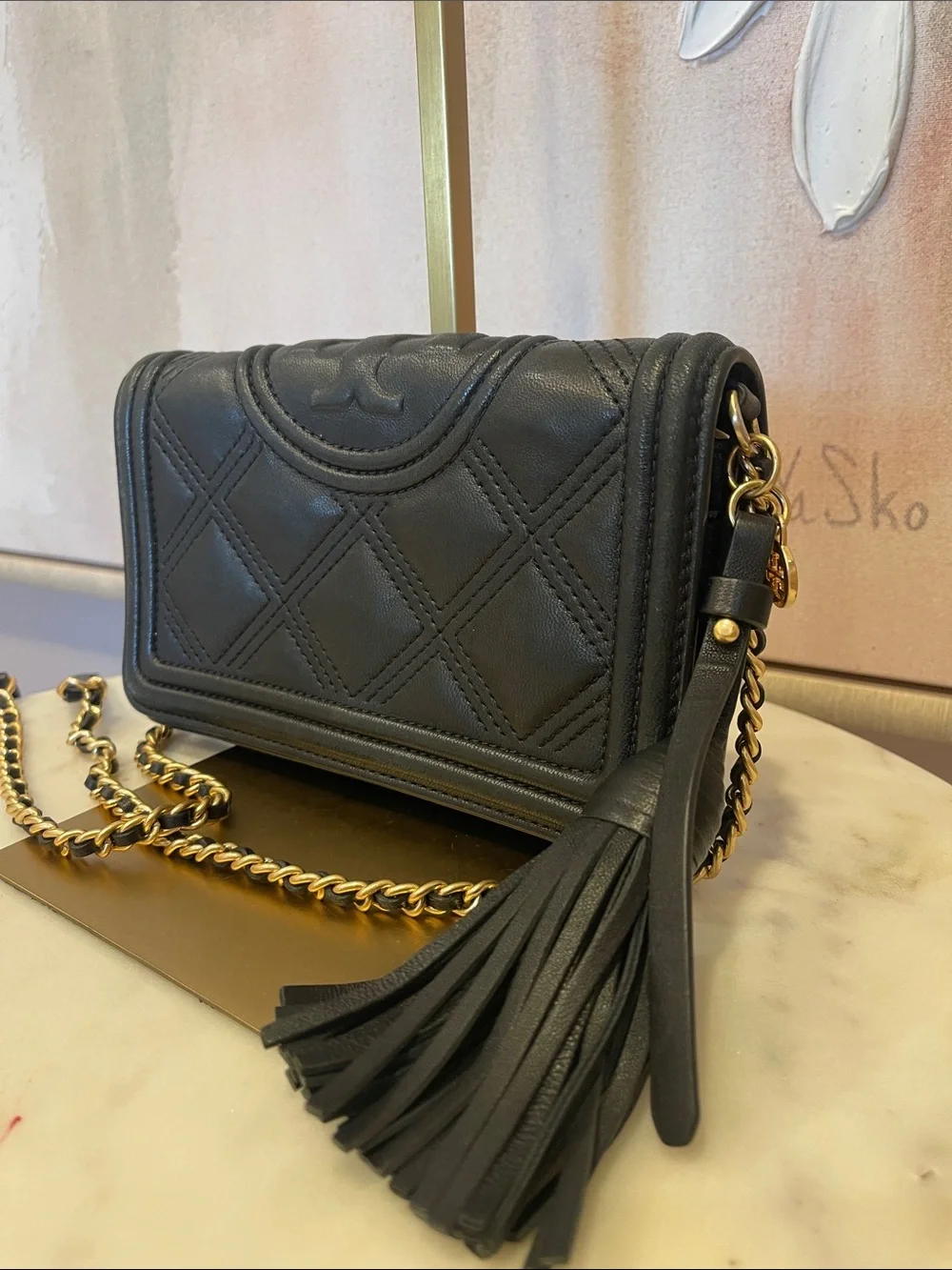 Tory Burch Fleming Soft Wallet Crossbody Bag in Black